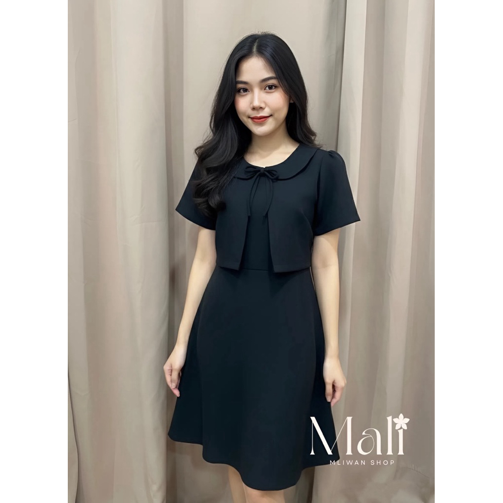 เดรสทำงานสีดำผูกโบว์(01) เดรสทำงานสีดำ🖤 เดรสสีดำผูกโบว์ พร้อมส่ง🔥ชุดเดรส ราคาถูก ชุดทำงาน ชุดสุภาพ