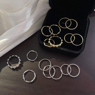 ในไทย💖แหวนแฟชั่น สไตล์มินิมอล เครื่องประดับ เซ็ท 8 วง สไตล์เ…