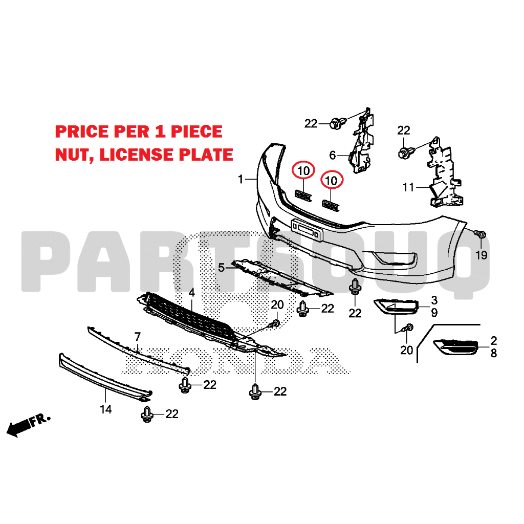 น็อตตัวเมียติดกรอบป้ายทะเบียน Honda ราคาต่อ 1 ชิ้น Bumper Nut Plate Front License Plate Nut Bumper M
