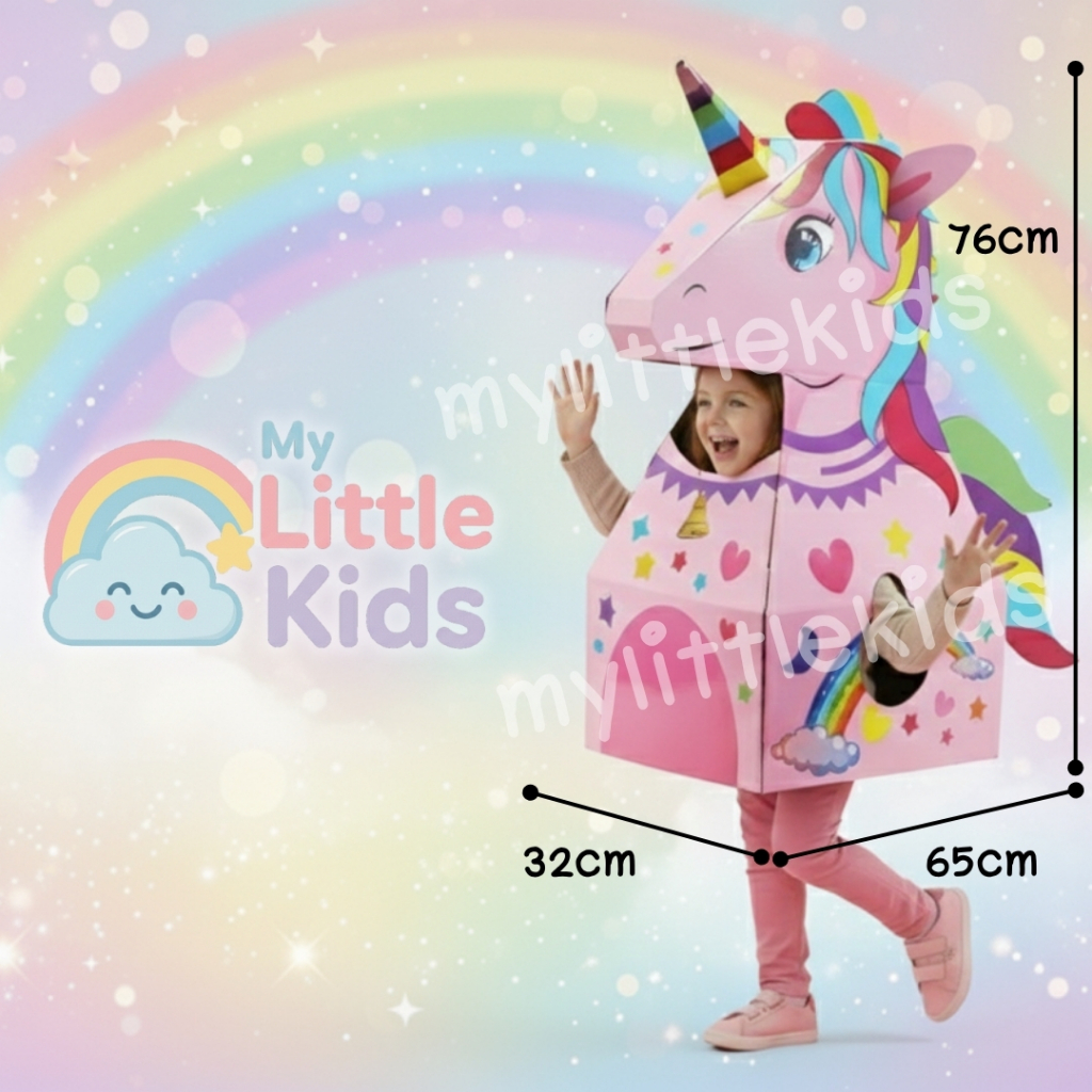 ชุดแฟนซีลังกระดาษ 3มิติ 3D BOX DIY ชุดเด็ก Unicorn ชุดสัตว์สวมได้ ของเล่นกระดาษแข็ง ของเล่นเด็ก