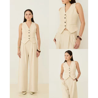 swana.ss - Mona vest set V2 XS-2XL เสื้อแขนกุด + กางเกงขายาวเสื้อแขนกุดกระดุม swana