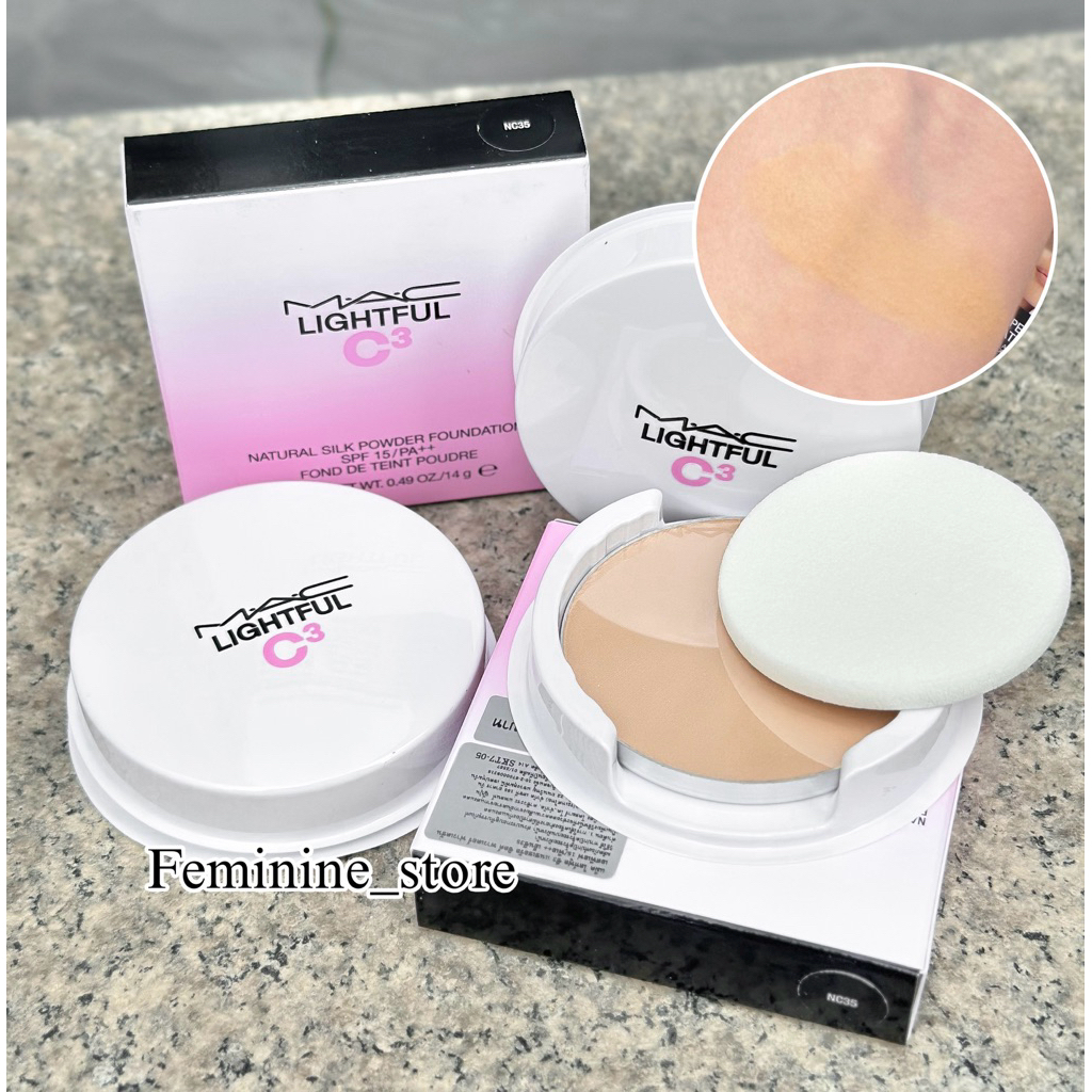 ✨ป้ายไทย✨รีฟิวแป้งผสมรองพื้น MAC Lightful C3 Natural Silk Powder Foundation 14g.