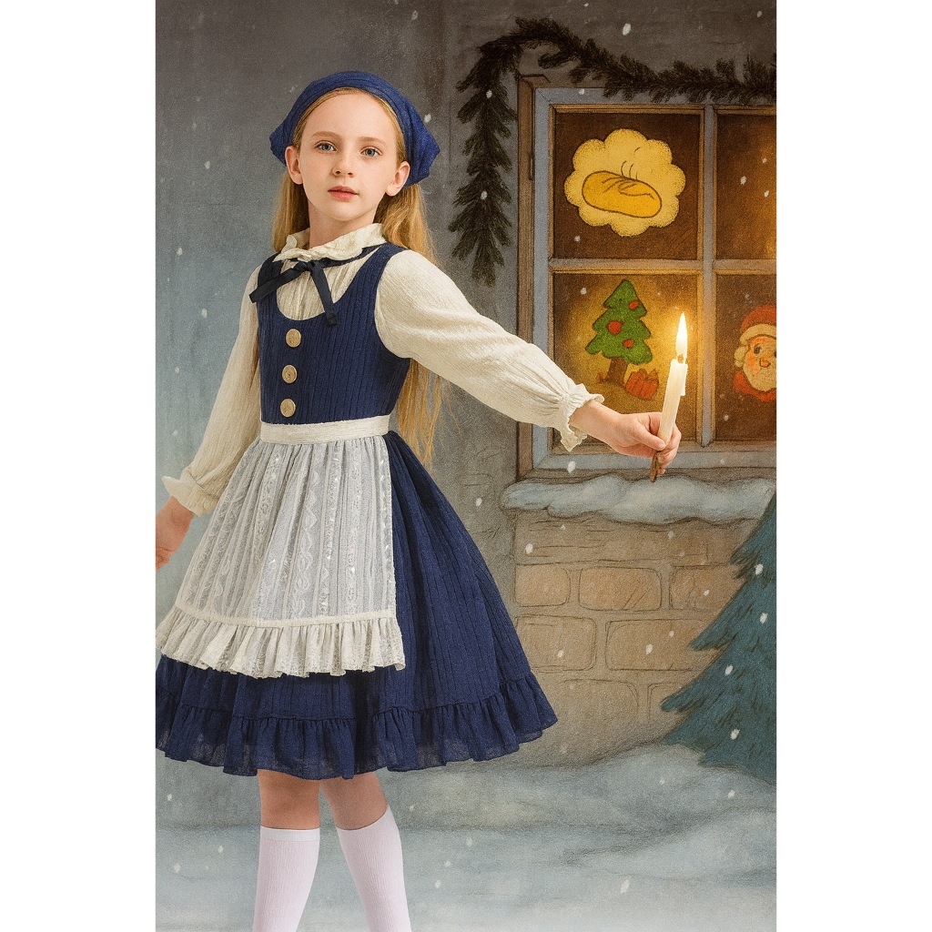 7C394 ชุดเด็ก ชุดสาวชาวบ้าน สาวชนบท ยุโรปยุคกลาง ชุดเมด แม่บ้าน สาวใช้ Children European Vintage Maid Costume