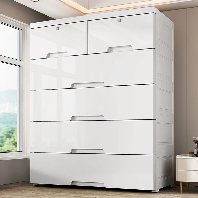 JUYBOS ตู้ลิ้นชักสีขาว ตู้เก็บของ มีล้อเลื่อน พกพาได้ แข็งแรงทนทาน - รูปที่ 2