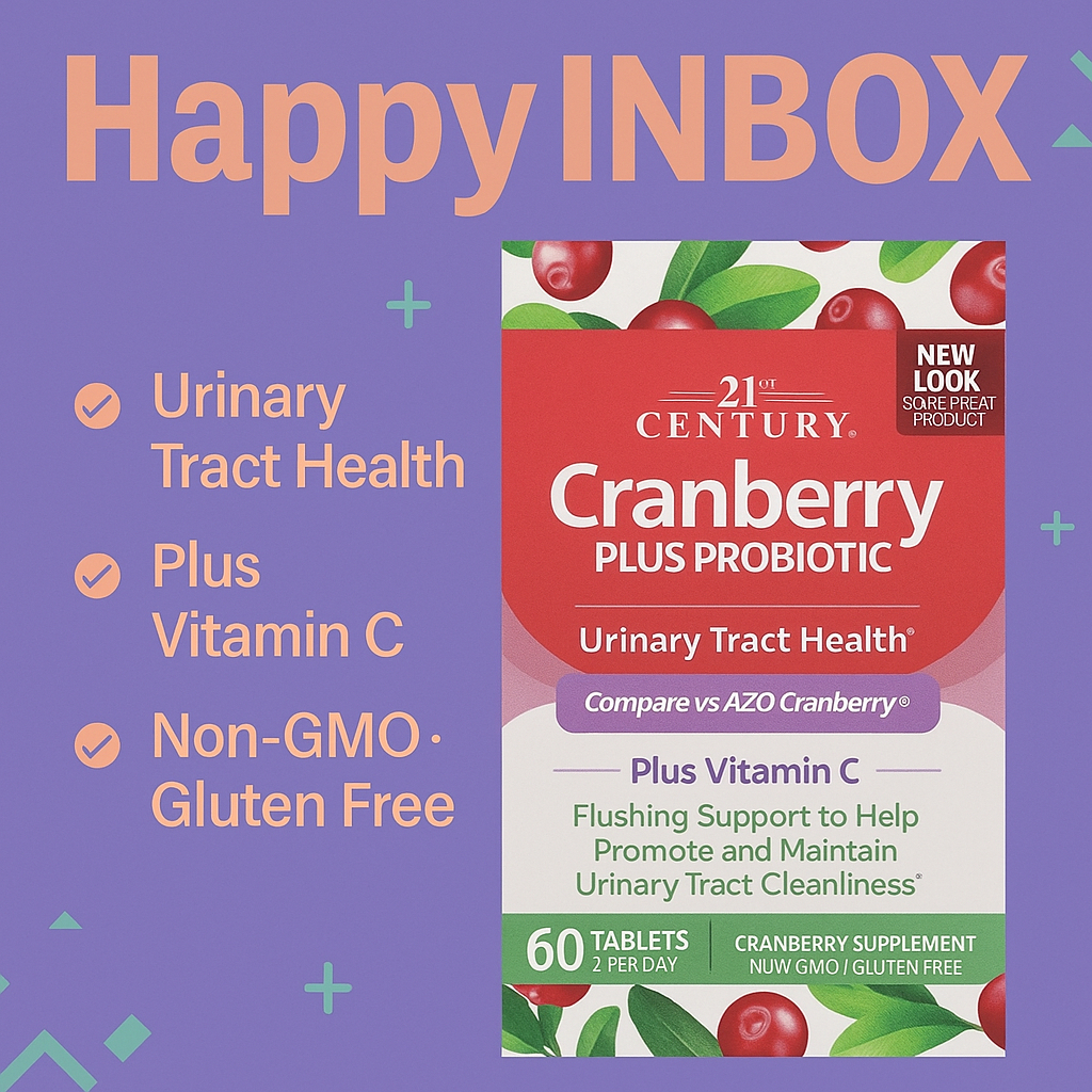 21st Century Cranberry Plus Probiotic + Vitamin C – Urinary Tract & Immune Health (60 Tablets)