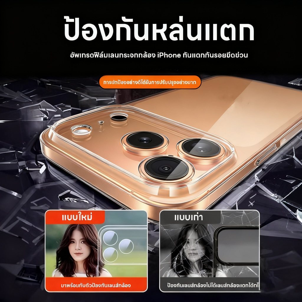 FNKvisionเคสใส For iPhone 17 Pro Max/17 Pro/Air/17/16/17e/14/13/12/11 iP case/ จะไม่เปลี่ยนเป็นสีเหลืองXS/XR/promax รูปที่ 4
