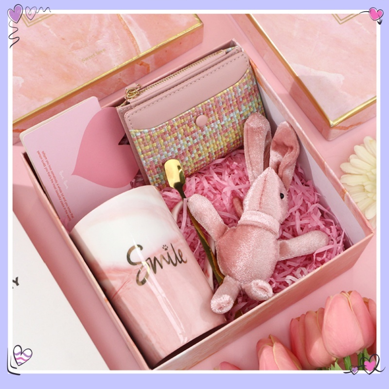 Gift Setถ้วยน่ารักถ้วยกาแฟ กล่องของขวัญ ถ้วย + กระเป๋าสตางค์เป็นของขวัญวันเกิดสําหรับเพื่อนและแฟนสาว