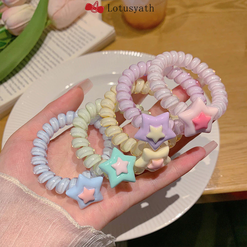 โดพามีน ดาว ยางรัดผมโทรศัพท์ สาวหวาน เครื่องประดับผม หางม้า ยางยืดสูง เชือกคาดผม