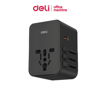Deli ปลั๊กแปลง ชาร์จเร็ว USB TypeC หัวแปลงปลั๊ก หัวชาร์จต่างประเทศ ใช้ได้หลายประเทศ Travel Adapter
