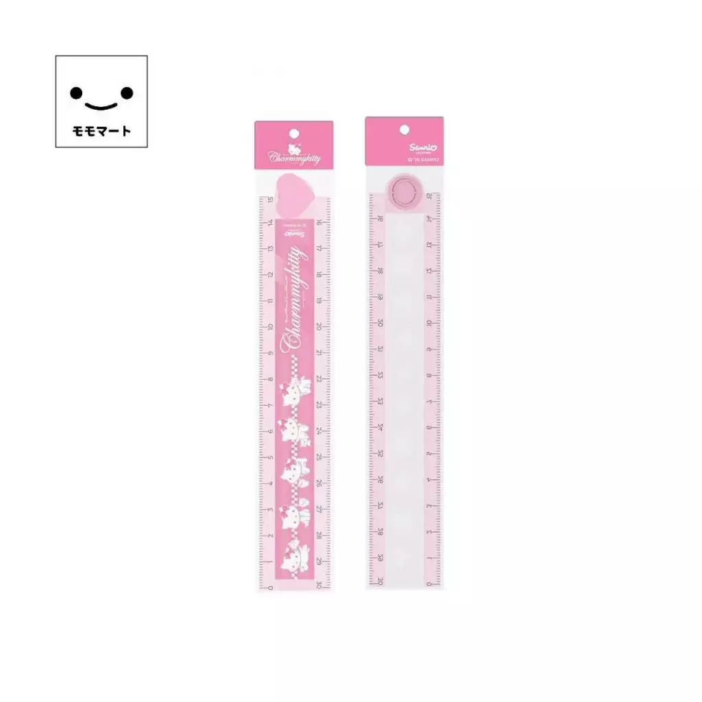 MOMOMART ไม้บรรทัดพับได้ Charmmy Kitty สีชมพู ลายน่ารัก และเครื่องเขียน