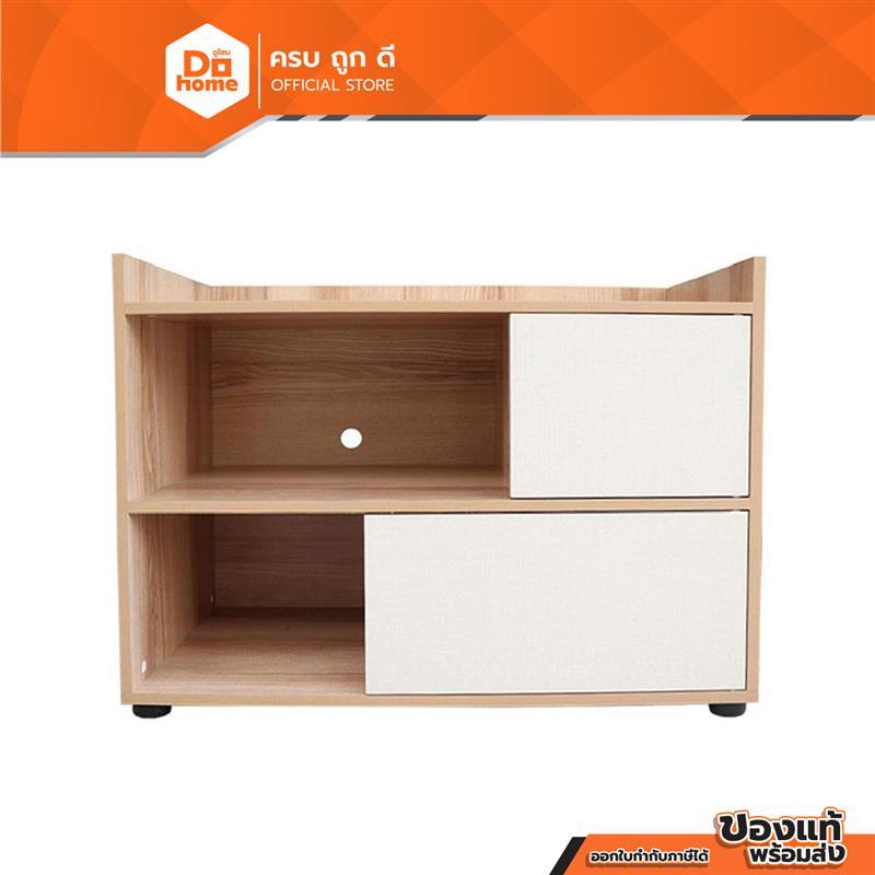 DECOS ตู้วางทีวี 80 ซม. รุ่น T-82 ลายไม้ สีขาว [ไม่รวมประกอบ] |LAN|