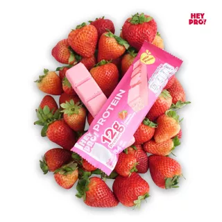 [กล่อง 9 ชิ้น] HeyPro! Protein Bar เฮ้โปร! โปรตีนบาร์รส Crunchy Strawberry โปรตีนสูง 12 กรัมต่อบาร์