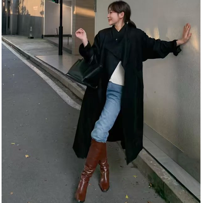LIKE COAT(LC6793) เสื้อโค้ทกันหนาว TrenchCoat เสื้อโค้ทผ้าวูลยาวบุขนด้านใน อุ่น นุ่ม ขนาด OVER SIZE – โปรปัง