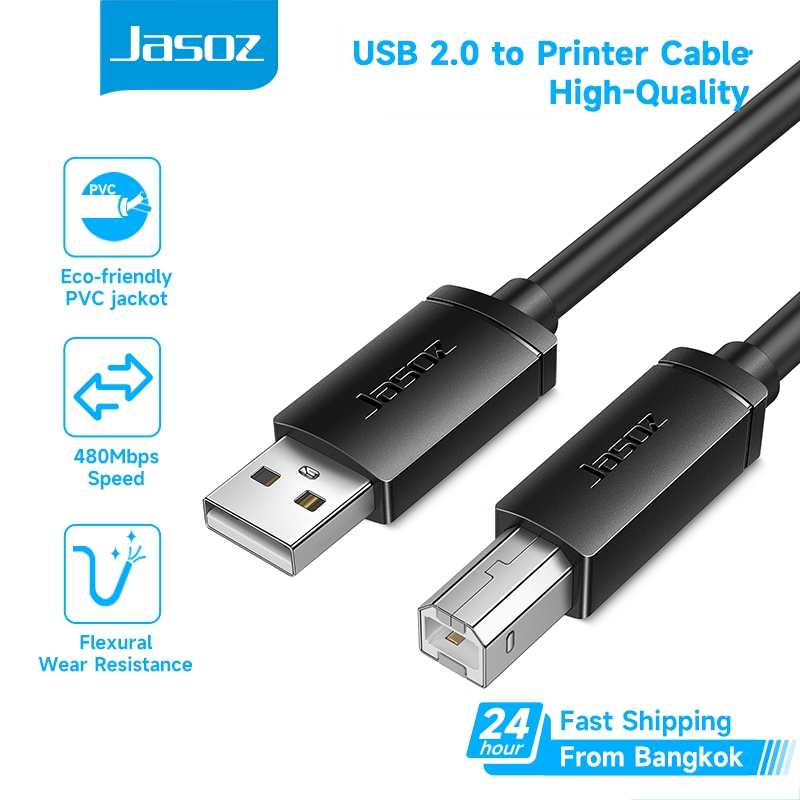 ⚡COD⚡Jasoz USB Printer Cable USB Type B Male to A USB 2.0 Cable for Canon Epson 