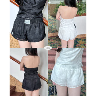 villie Tender Top and Shorts เสื้อคล้องคอและกางเกงขาสั้นผ้าลูกไม้ซีทรู