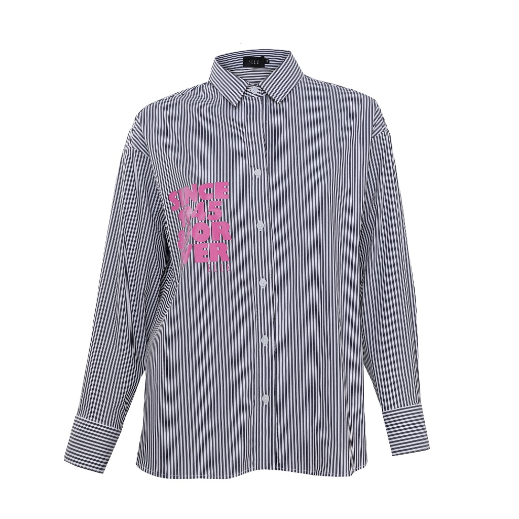 ELLE เสื้อเชิ๊ตสตรีผ้า แขนยาว ทรง OVER SIZE ลายกราฟฟิค  LIMITED EDITION  รุ่น W3B394