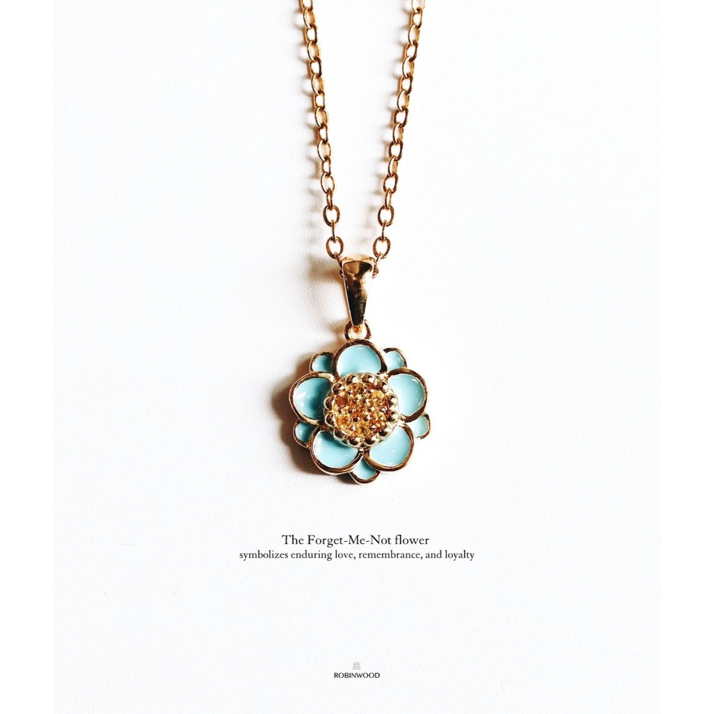 สร้อยคอเงินเเท้ดอกฟอร์เก็ตมีน็อต อย่าลืมฉัน "Memorable Forget Me Not Signature" Necklace