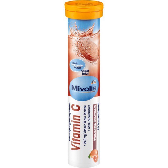 วิตามินเม็ดฟู่ฝาส้ม MIVOLIS VITAMIN C มิโวลิส วิตามิน ซี แท้ 100% จากประเทศเยอรมัน