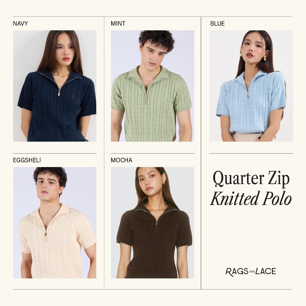 Rags and Lace Quarter Zip Knitted Polo (Unisex)