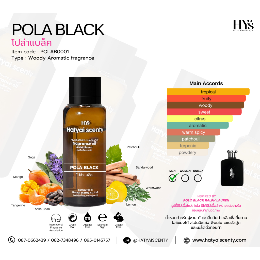 หัวเชื้อน้ำหอม กลิ่น POLA BLACK โปล่าแบล็ค ( 250 g , 1000 g )