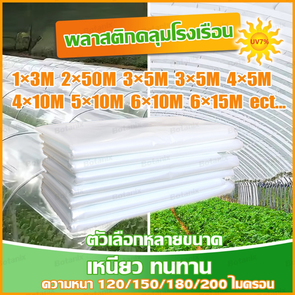 PE พลาสติกคลุมโรงเรือน หนา 120/150 ไมครอน UV7% กันน้ำ กันฝุ่น เกรด AAA สำหรับงานกันซึมหลังคาเรือนกร