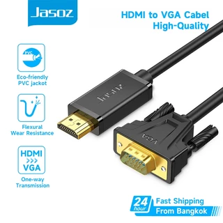⚡ส่งจาก กทม⚡Jasoz สาย HDMI to VGA 1080P พร้อม Audio Video HDMI Adapter ชายไปสาย VGA ชาย 1080P 1-5m