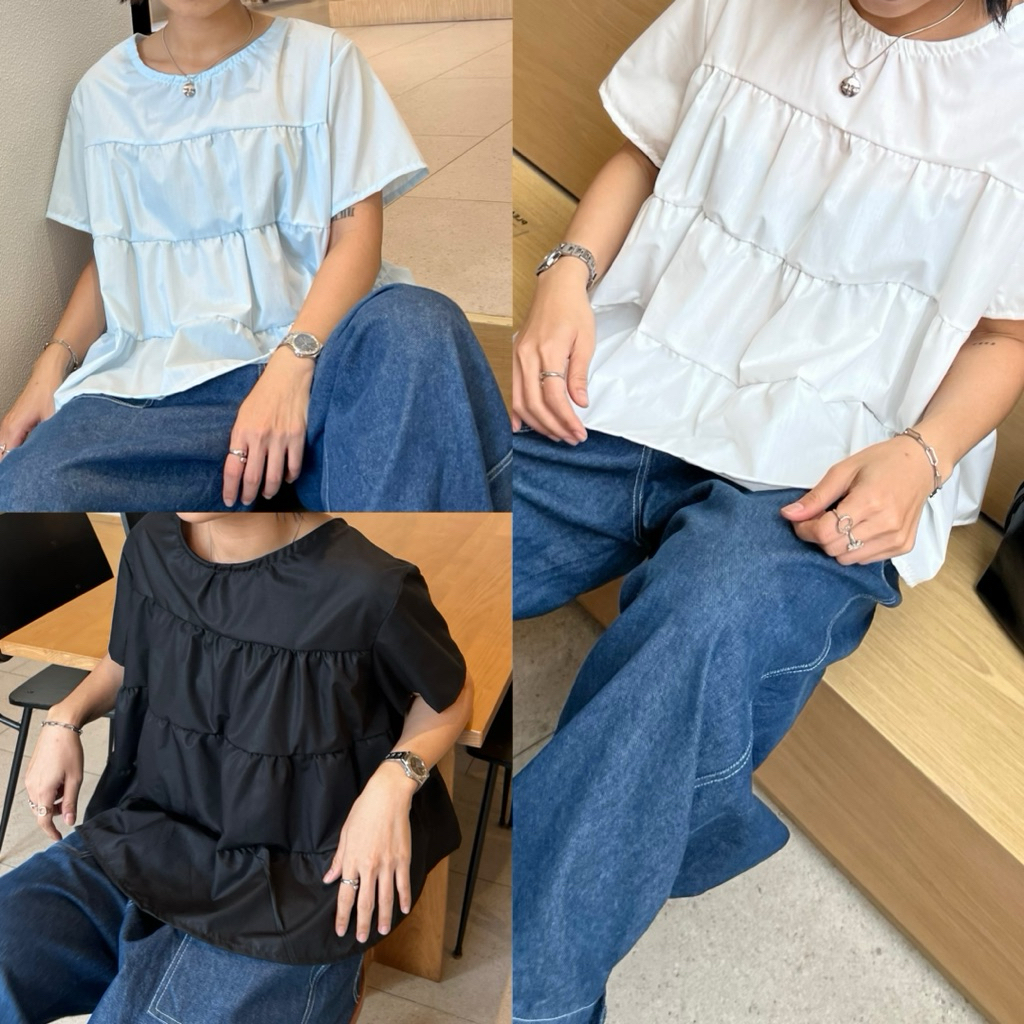 Fluffy blouse เสื้อแขนสั้นทรงระบาย