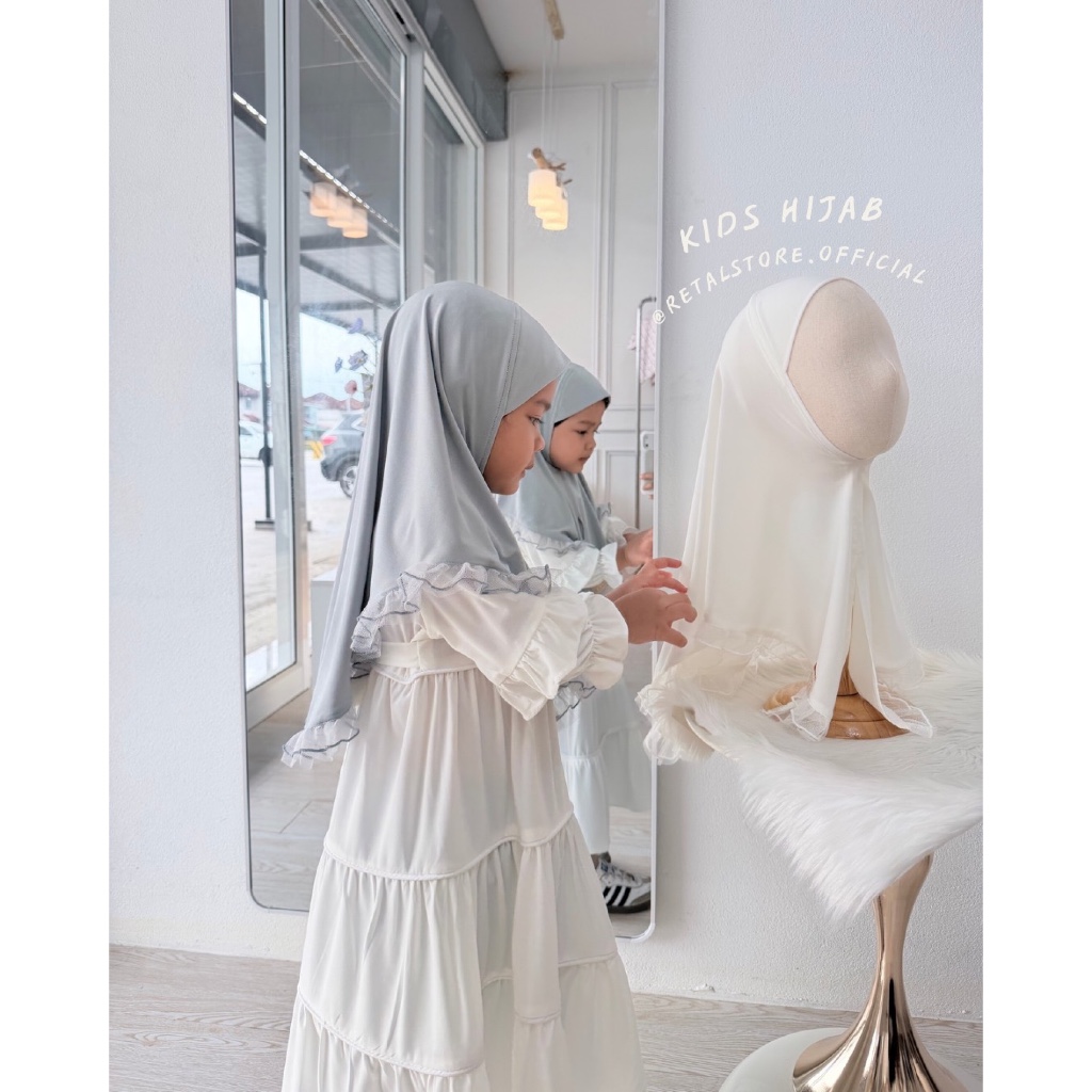 ฮิญาบเด็กน่ารัก ระบายสองชั้น ผูกหน้าทรงนางฟ้า - RETAL X PROJECT H -