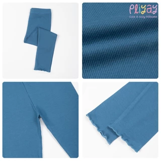 Pliyay by Mussu Kids กางเกงเลกกิ้งเด็ก ผ้าร่องสีพื้น ปลายขา Lettuce Hem ใส่สบาย (2-7 ปี) (lgpy3)