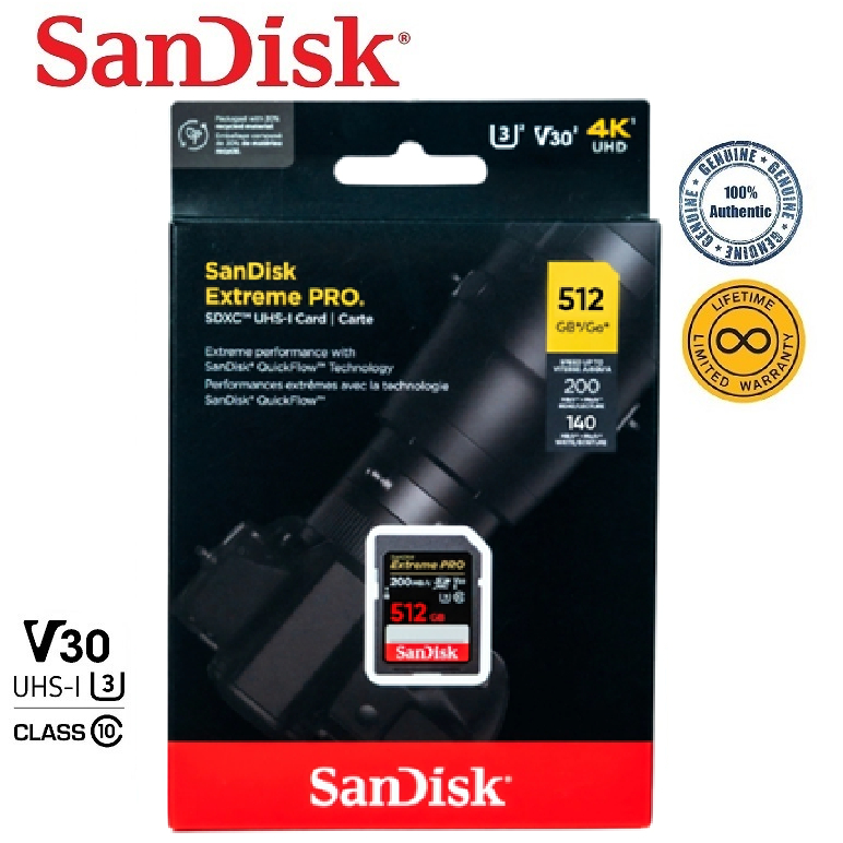 SanDisk 512GB Extreme PRO SDXC (R200/W140)