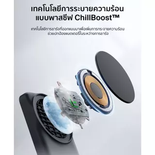 Belkin WIZ038/039 UltraCharge แท่นชาร์จไร้สาย 2-in-1 พับได้ Qi2 25W พร้อม ChillBoost สำหรับ iPhone และ AirPods