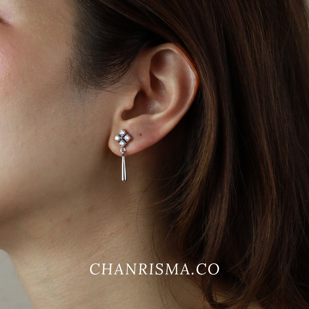 Chanrisma.Co - Flower Drop Earrings ต่างหูเงินเเท้925 | Sterling Silver