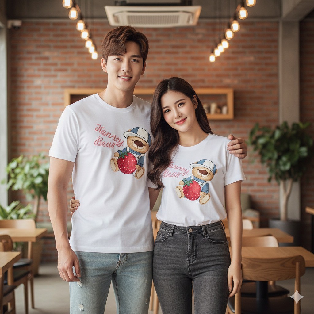 Henney bear- เสื้อยืด Henney Bear ลาย Strawberry ผ้า Cotton 100% เนื้อผ้าดี ใส่นุ่มสบาย