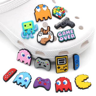 Hot เสน่ห์รองเท้า ดิY เกมบอย shoe charms สไตล์ การ์ตูน รองเท้าแตะ หัวเข็มขัด พีวีซี รองเท้า อุปกรณ์เสริม ปุ่ม