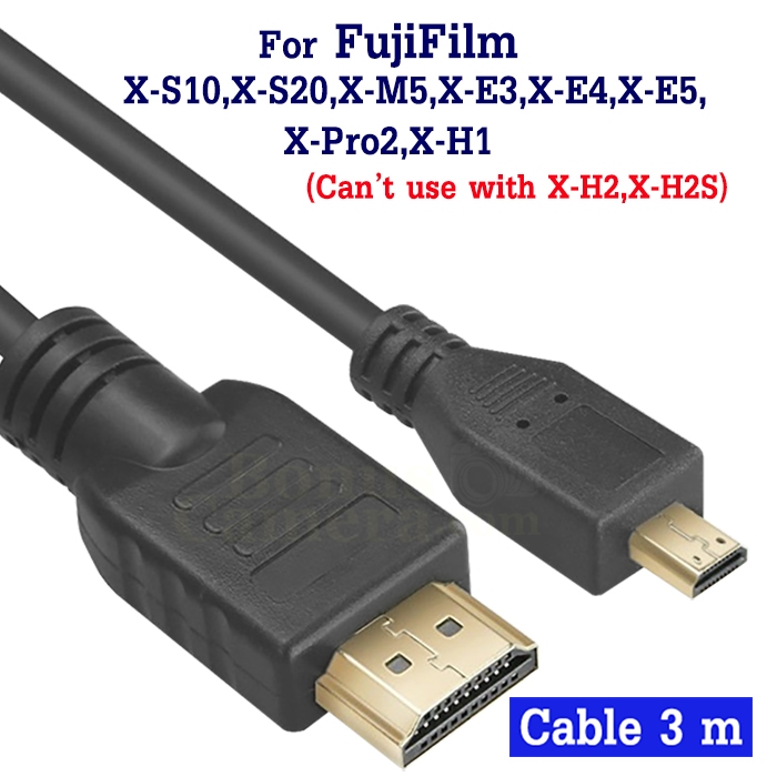 สาย HDMI ยาว 3m ต่อกล้องฟูจิ X-M5,X-S10,X-S20,X-E3,X-E4,X-E5,X-Pro2,X-H1 เข้ากับ HD TV,Monitor FujiF