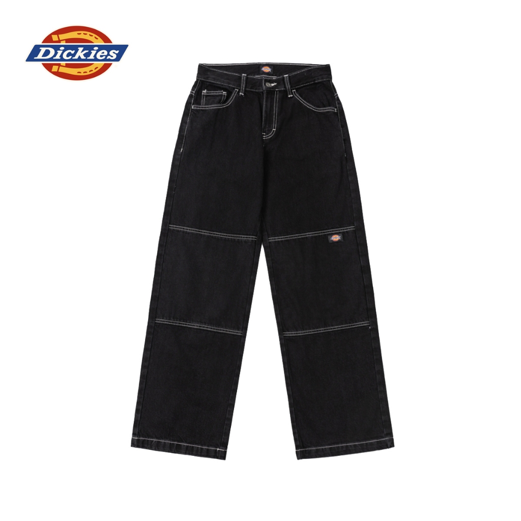 DICKIES MEN'S PANTS DOUBLE KNEE  - BLACK DENIM กางเกงยีนส์ ขายาว ผู้ชาย