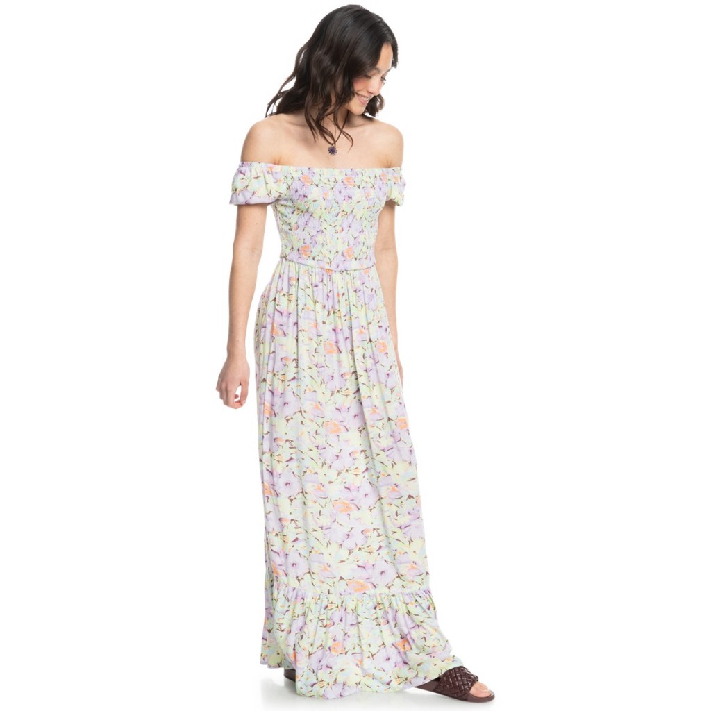 Roxy ชุดเดรสยาวสำหรับผู้หญิง Womens Lounging Time Rose Blumen Off Shoudler Maxi Dress 233 ERJWD03737-PFY7 - รูปที่ 2