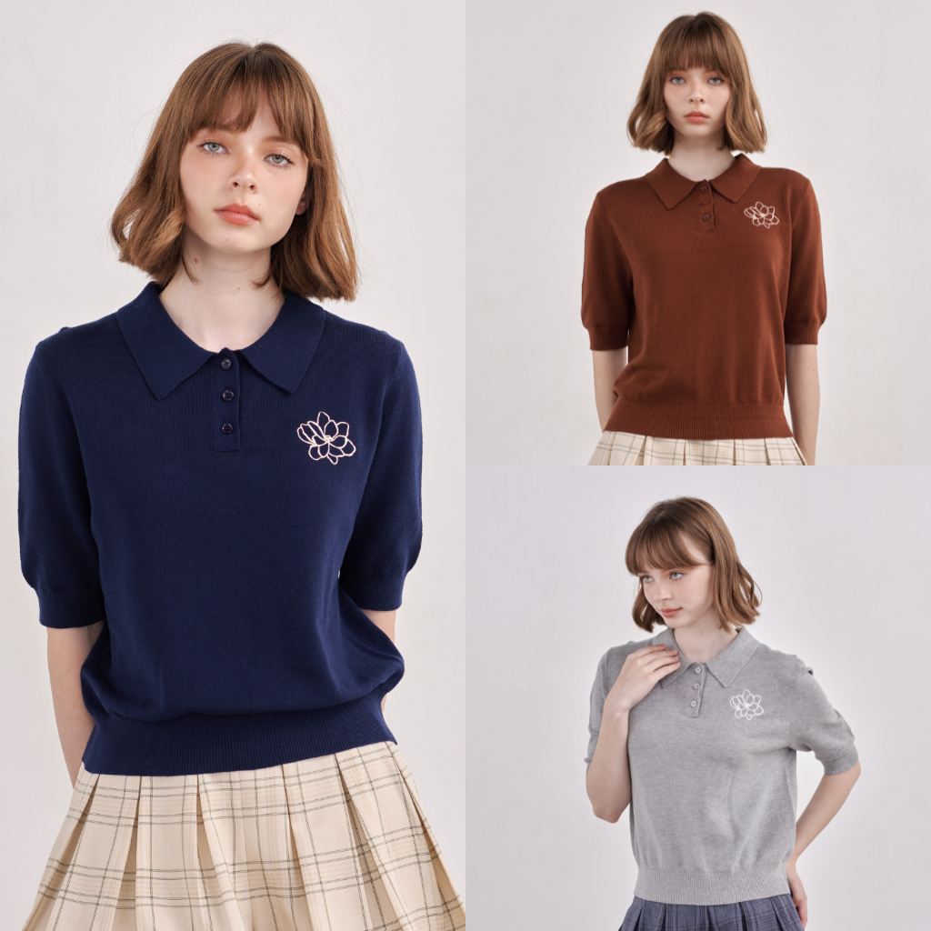 peem by pimnatta | Seren Top เสื้อไหมพรมเนื้อผ้าพรีเมี่ยม พร้อมปักลายดอกไม้