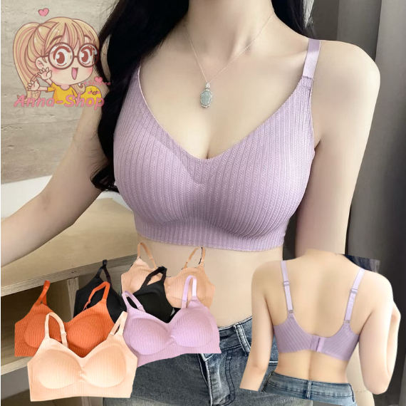 Anna shop เสื้อชั้นในน่ารัก เสื้อชั้นในไร้โครง ผ้านิ่มลื่น มีฟองดันทรงในตัว แฟชั่นมาใหม่ พร้อมส่ง E69