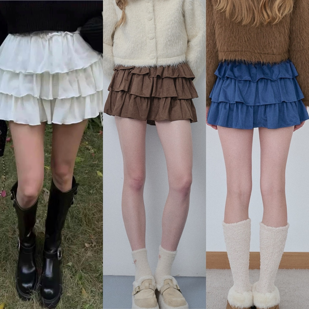[umore.made] Iris ruffle skirt กระโปรงระบาย มีซับในกางเกง ทรงน่ารักมาก แมชได้กับทุกลุค