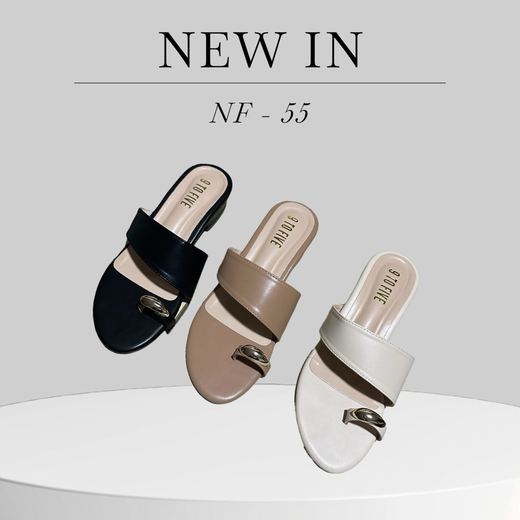 NF-55 (📦มีกล่องให้)รองเท้าส้นเตี้ย 1 นิ้ว รองเท้าผู้หญิง