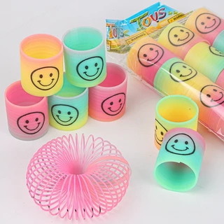 มินิยิ้มใบหน้าวงกลมสีรุ้ง วงกลมยืดหยุ่น ยืดไสลด์เวทมนตร์