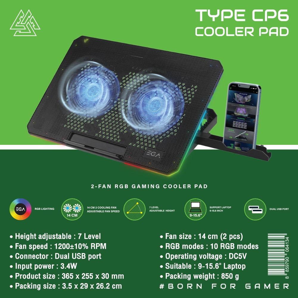 EGA TYPE CP6 Cooler pad พัดลมสำหรับ Notebook ที่ให้คุณมากกว่าความเย็น