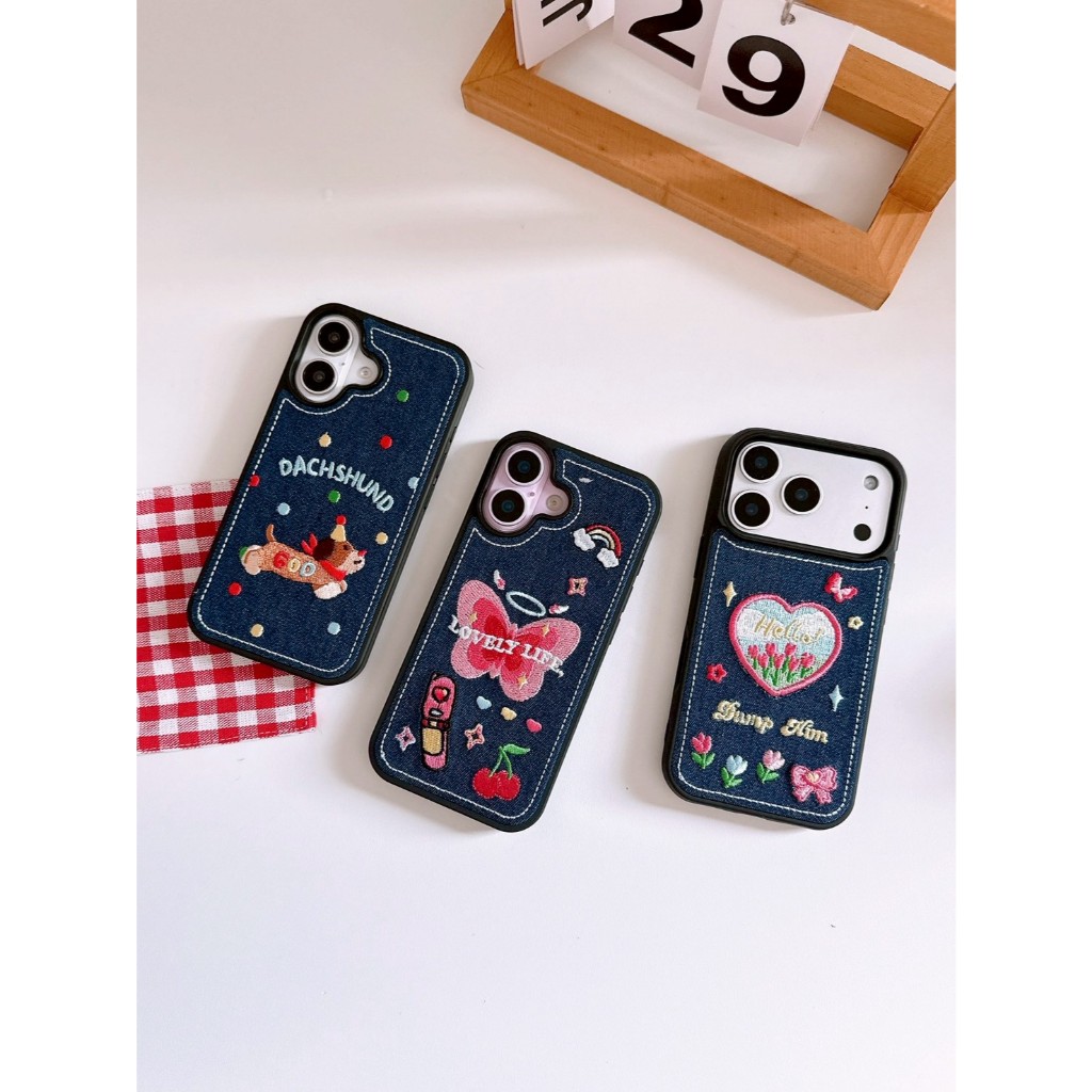 [i17] ส่งด่วน ⭐️ เคสยีนส์ปัก R1890 เคสไอโฟน งานยีนส์ กันเลนส์กล้อง สำหรับ IPHONE 14-17promax
