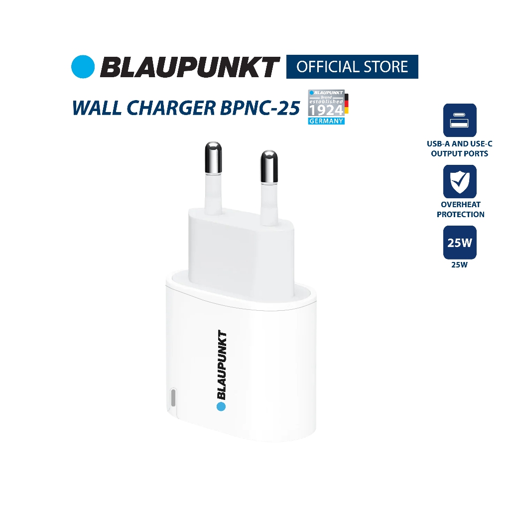 BLAUPUNKT หัวชาร์จคุณภาพสูง 25W 2.25A พอร์ต USB-A และ USB-C มาตรฐาน มอก. รับประกัน 1 ปี Wall Charger