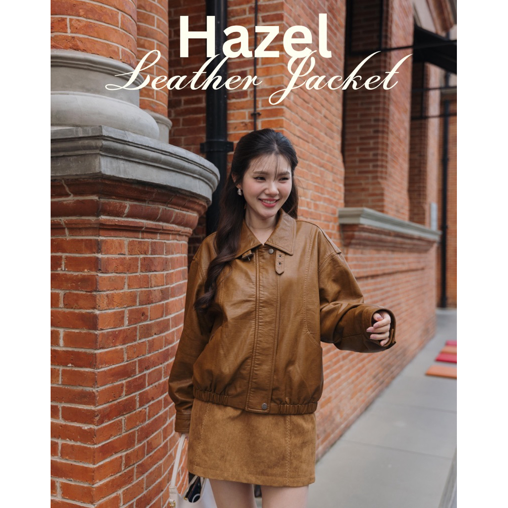 Hazel Leather Jacket สี Maple Syrup