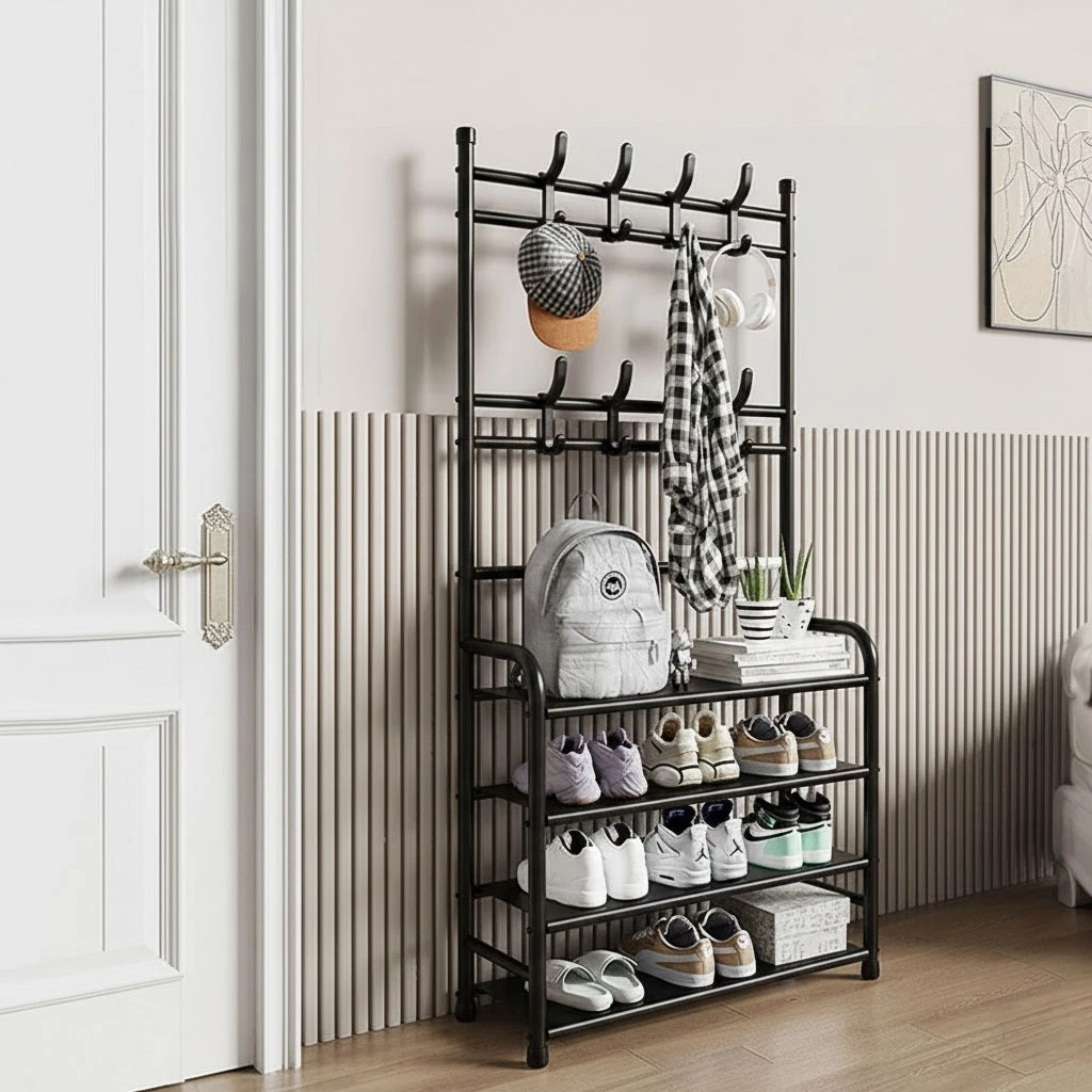 พร้อมส่ง Finsso : HEMNES ชั้นวางรองเท้าพร้อมราวแขวน ชั้นวางของ ราวแขวน ราวแขวนเสื้อผ้า ชั้นวางรองเท้า ราวแขวนเอนกประสงค์ thumbnail 5