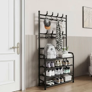 พร้อมส่ง KENZZO : HEMNES ชั้นวางรองเท้าพร้อมราวแขวน ชั้นวางของ ราวแขวน ราวแขวนเสื้อผ้า ชั้นวางรองเท้า ราวแขวนเอนกประสงค์