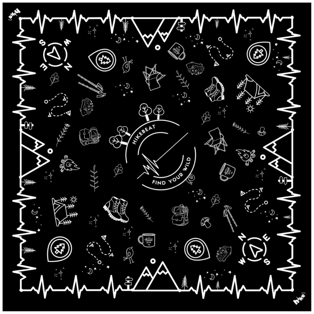 ผ้าพันคอวิ่ง ผ้าโพกผมวิ่ง เดินป่า  hikebeat bandana สีดำ