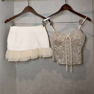 LUCY Set ชุด set เสื้อสายเดี่ยวปักเลื่อม มีฟองน้ำในตัว  สายป…